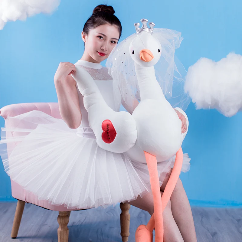 

35-70cm Swan Princess with crown Plush Toy Cute Flamingo Doll Stuffed Soft bird Animal Doll Baby Kids Appease Toy Gift for Girl
