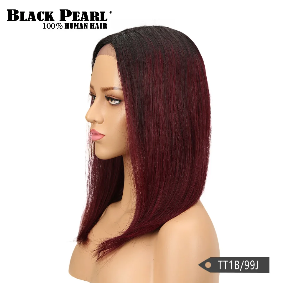 От Black Pearl, 1b/30 эффектом деграде(переход от темного к Синтетические волосы на кружеве человеческих волос парики для чернокожих Для женщин прямые Полный конец малазийские волосы с однонаправленной кутикулой парики средней части