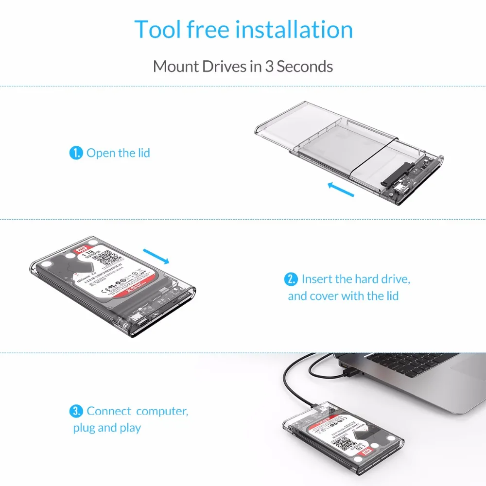 ORICO 2139C3 Тип C корпус жесткого диска UASP 2 5 дюйма Прозрачный USB3.1 поддержка протокола