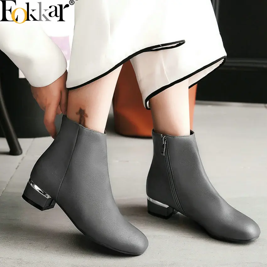 Женские ботильоны Eokkar 2019 модная Новая женская обувь из искусственной кожи на