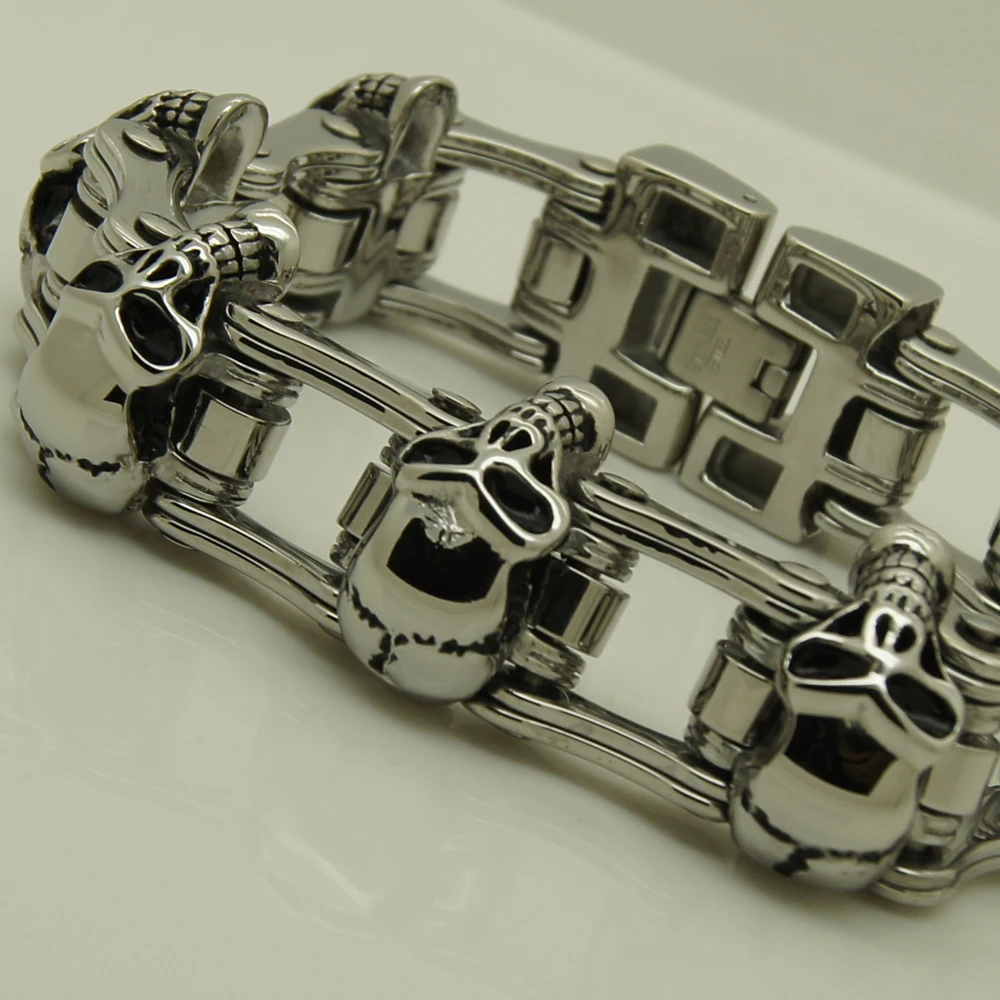 Мужской браслет из нержавеющей стали с черепом шириной 153 7 г 4 мм | Украшения и