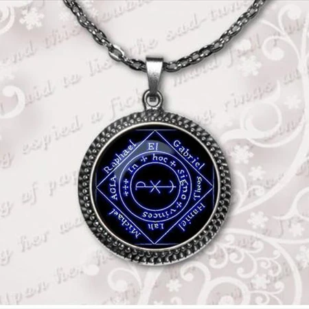 Черный кулон wiccan ожерелье воротник Wicca пентаграмма синий стеклянный кулон cristal colgante Wicca ошейник A-032 HZ1 - Окраска металла: 5