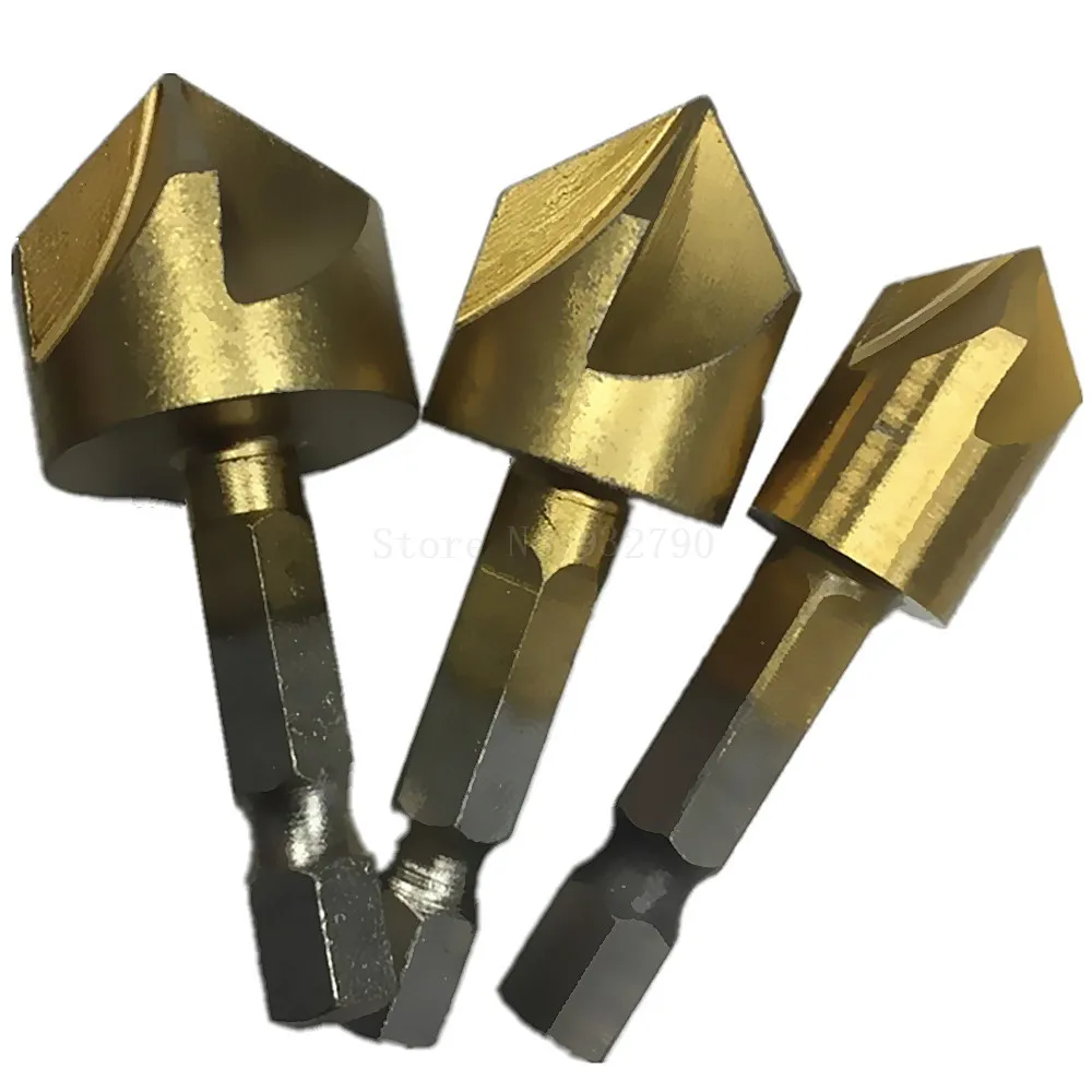 3 шт. 5 Флейта фаски столешница 1/4 &quotшестигранный хвостовик Hss 90 градусов