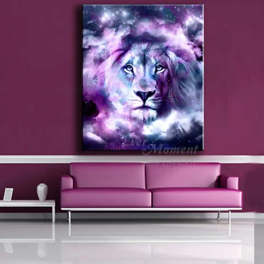 Алмазная мозаика с изображением Лев и звезд|painting cross stitch|cross stitch liondiamond painting |