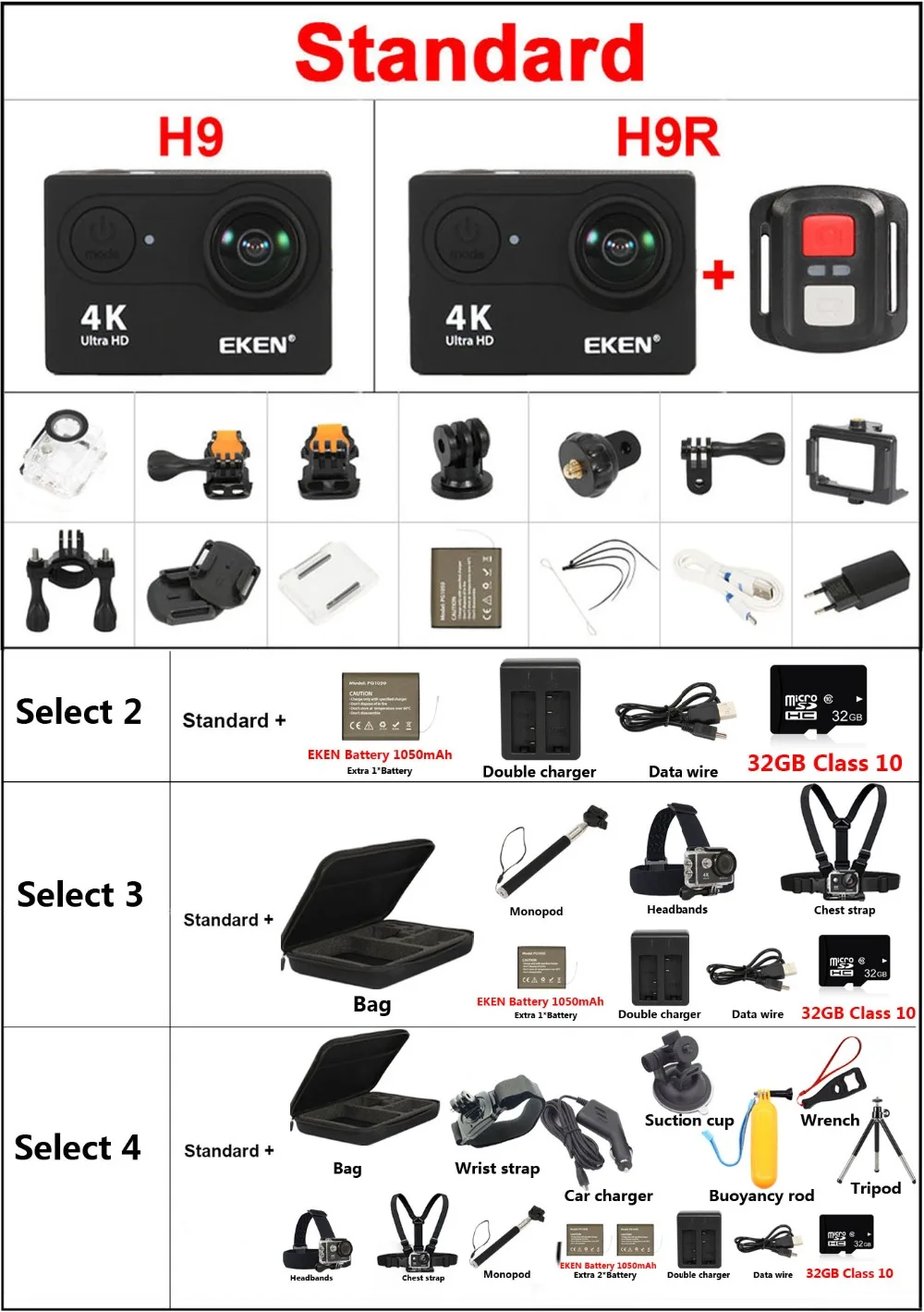 Экшн-камера 100% оригинал eken H9R/H9 4K WiFi экшн Спортивная камера шлем видео Подводная