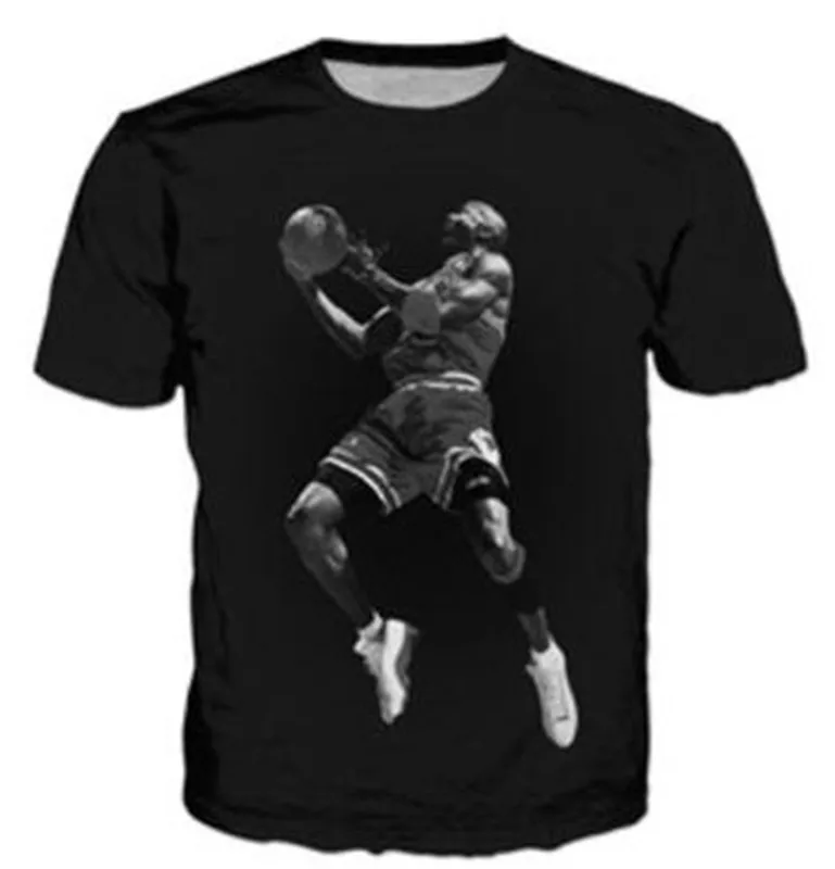 Летняя футболка с 3D принтом для мужчин и женщин Jordan Playing Sports круглым вырезом в