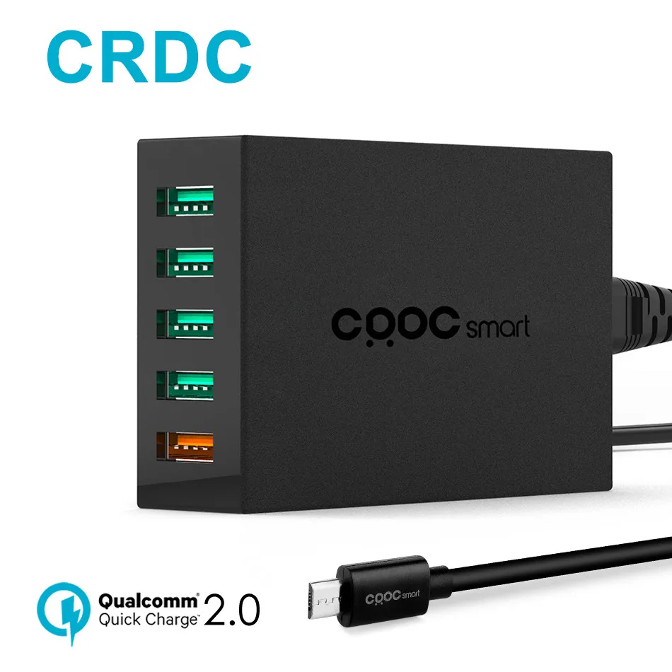 CRDC 54 Вт 5 Порты и разъёмы Usb Зарядное устройство Quick Charge 2 0 Desktop мобильного телефона