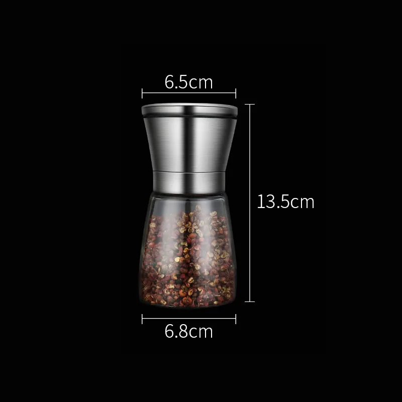 Medium 304 glass Новинка 304 нержавеющая сталь мельница для перца ручная стеклянная дробилка для черного перца кухонная соль кофе приправа Бутылка инструменты аксессуары - Цвет: Medium 304 glass