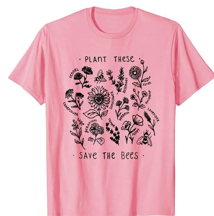 Aselnn 2019 Harajuku футболка Женская Повседневная Save The Bees хлопковые футболки с цветочным