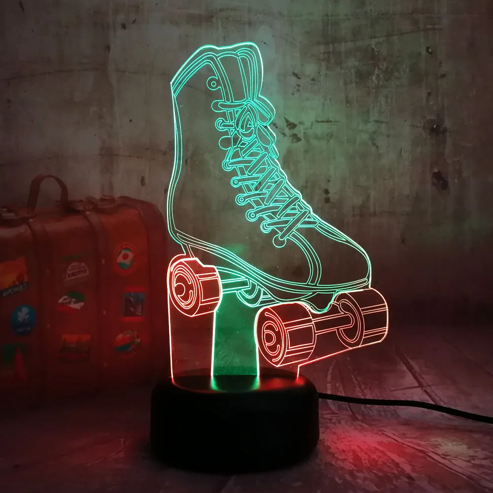 Mixed Color Amroe 3D RGB светодиодный Ночной светильник, роликовые коньки, многоцветная, 7 цветов, сменная настольная лампа, USB для детского подарка, Рождественское украшение, новинка Lava - Испускаемый цвет: Mixed Color