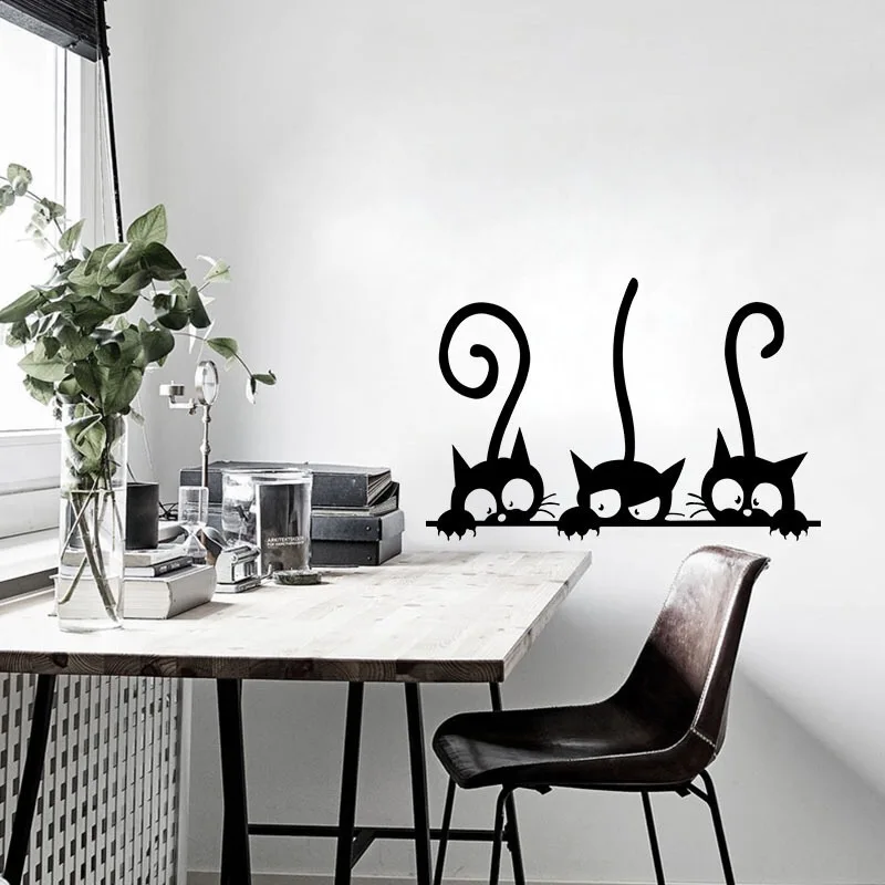 Lovely Three Black Cat DIY Wall Stickers Animal Room Decoration personality Vinyl Wall Decals