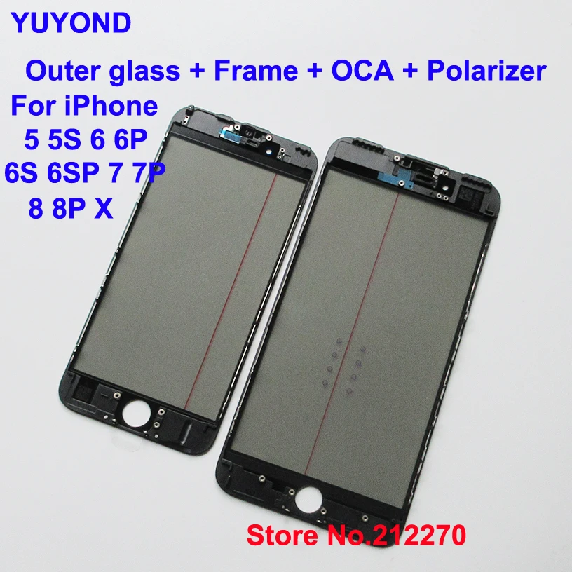 YUYOND 4 в 1 холодное прессование фронтальный Lcd внешнее стекло + рамка OCA поляризатор