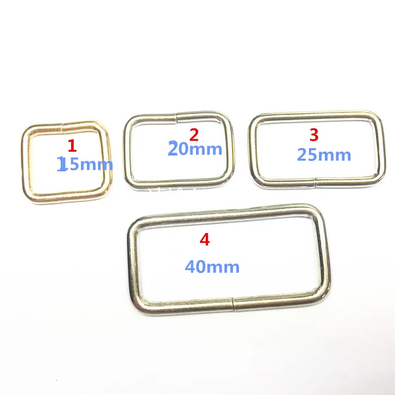 

25pcs15mm/20mm/25mm/40mm Rectangle Ring Nonwelded Nickel Plated Loops For Belt Backpack webbing Belt ribbon buckles Strap Adjust