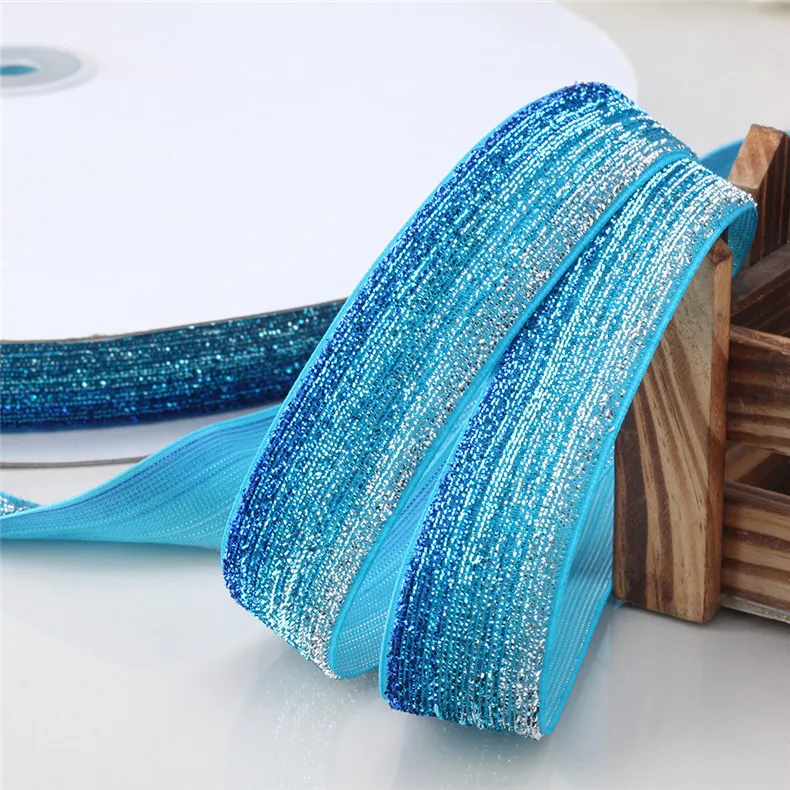 Бархатная блестящая металлическая лента 40 мм рулон + аксессуары для волос сделай