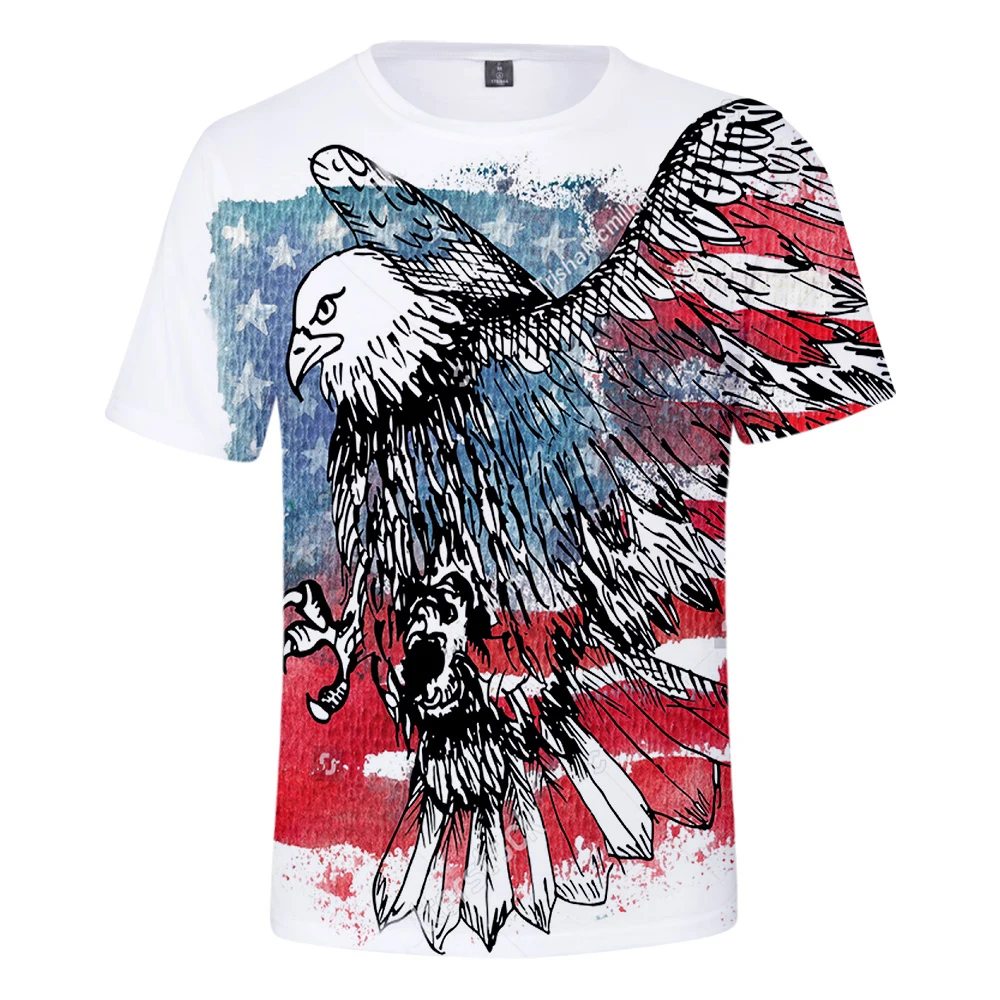 

США День Независимости Футболка 3D печать Патриот o-образным вырезом Футболка Мужская/Женская мода Топы Тройник размера плюс