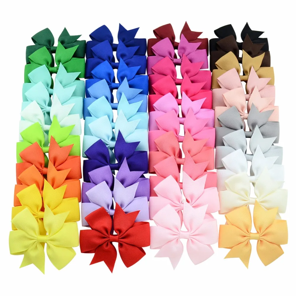 

20-40pcs Colors Solid Grosgrain Ribbon Bows Clips Hairpin Girl's hair bows Boutique Hair Clip Headware Kids Hair Accessories 564