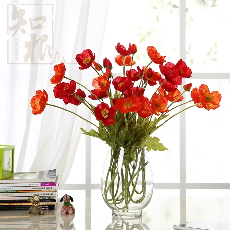 Четыре Papaver цветы 2018 новые различные места декоративные настройки имитация