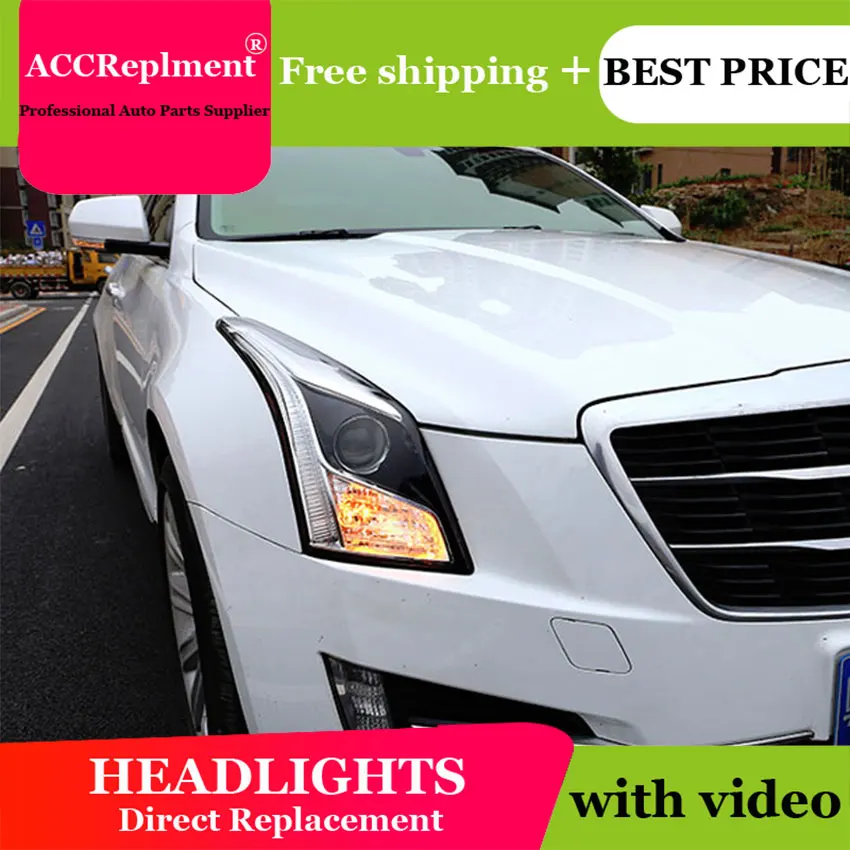 Car Styling LED Head Lamp for Cadillac ATSL headlights 2014 2016 2017 New H7 hid Q5 Bi-Xenon Lens low beam | Автомобили и