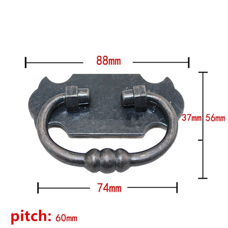 Bulk Vintage Alloy Black Handle Tab Drawer Cabinet Jewelry Box Decorative DIY Furniture Chinese Home Handles 88*56mm 10Pcs |