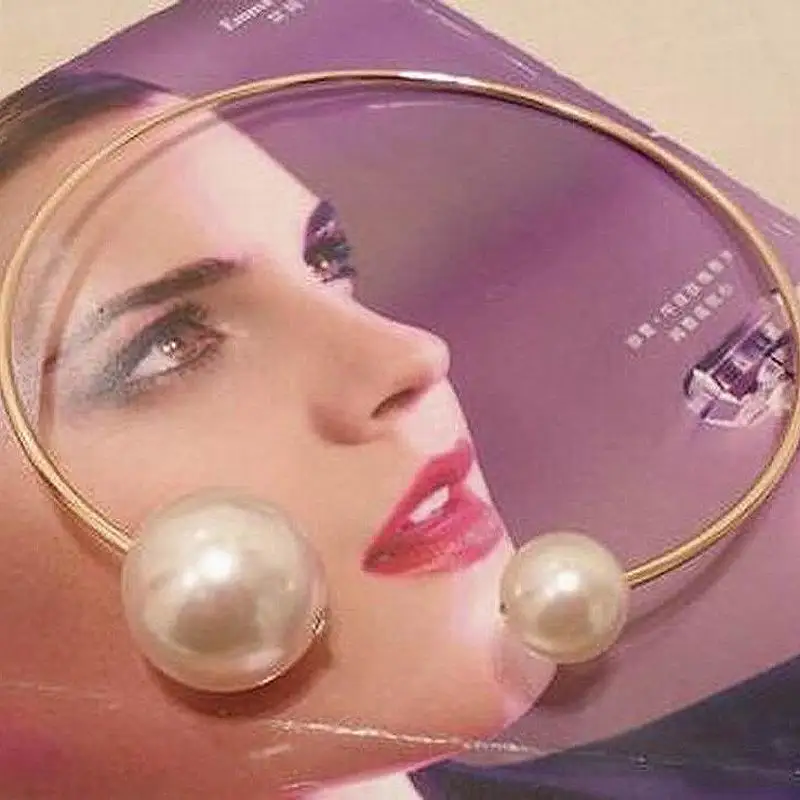 Metal Torques Big Imitated Pearl Choker Necklace For Women 2018 New Design Girls Jewelry Gift | Украшения и аксессуары