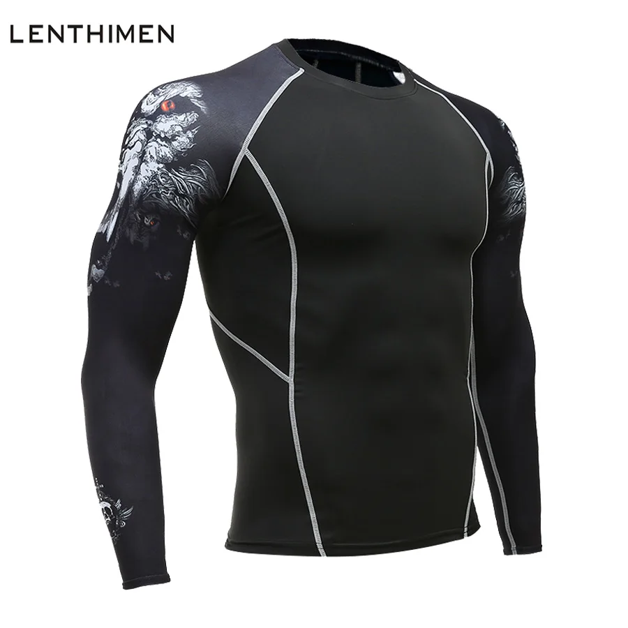 

Compression Tights Running Shirt Men Long Sleeve Sport 3D Shirt Gym Clothing Fitness Sportswear Rashgard Men Running shirt