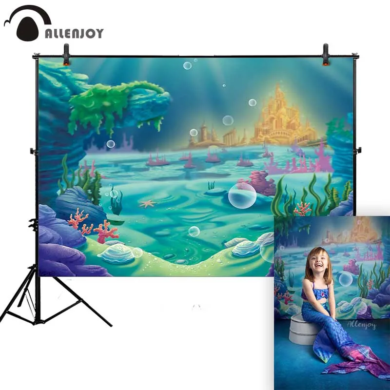 Allenjoy фон для фотосъемки под морем Русалочка морское дно дворец море Детский с