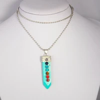 new natural stone reiki necklace 7 chakra gem sword pendant quartz jewelry wholesale