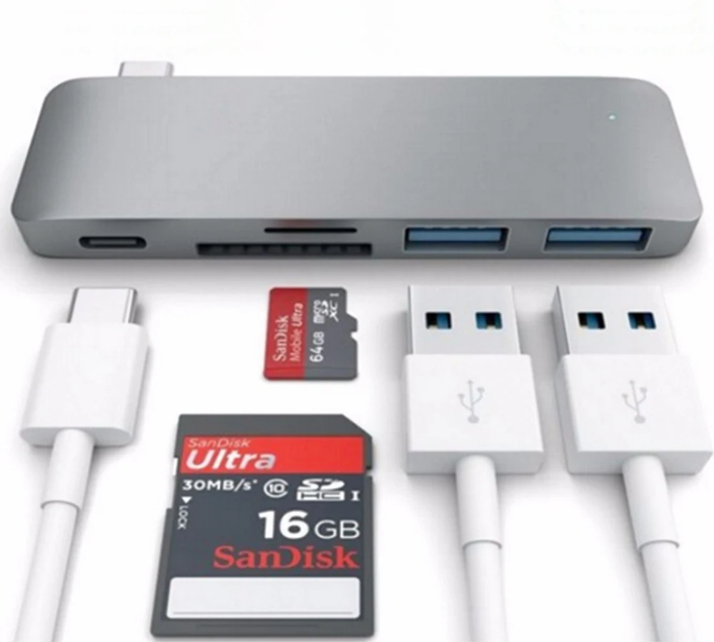 USB-концентратор 5 в 1 Type C на USB 3 0 кардридер для SD/TF-карт | Компьютеры и офис