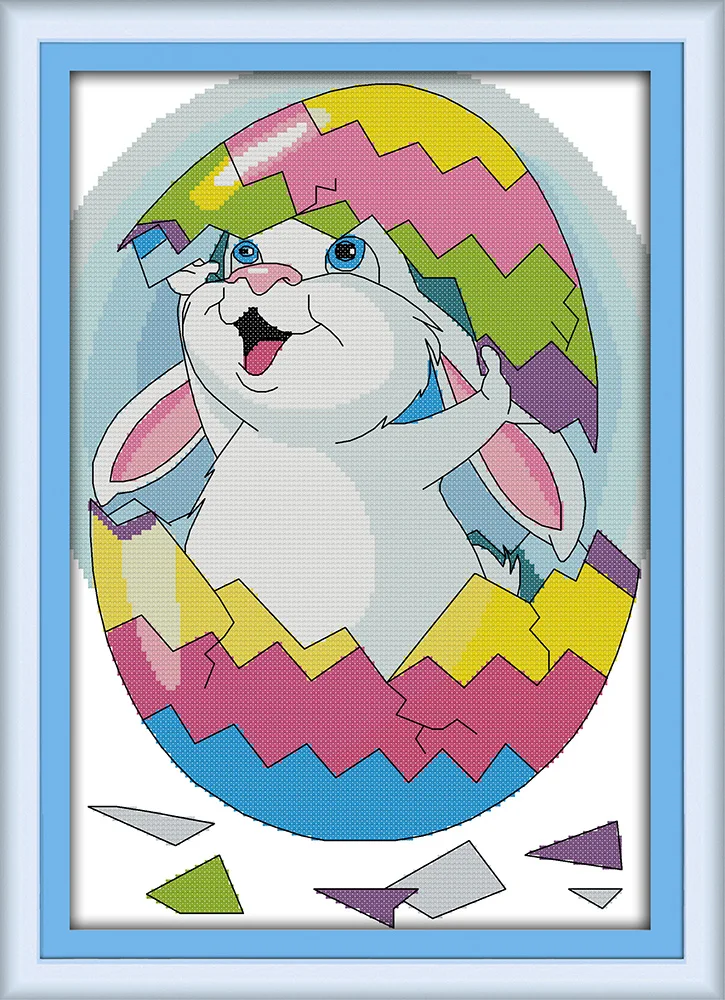 Пасхальное яйцо и кролик картины из мультфильмов рассчитаны на холст DMC 11CT 14CT