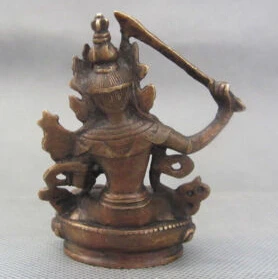 $ Old craft Tibet старая тибетская Бронзовая статуя Манджушри Статуя Будды Бодхисаттва
