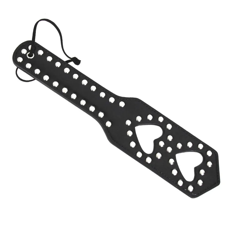 Полое сердце черное с заклепками SM Flog Spank Paddle Beat удавляющий раб краб БДСМ плетка