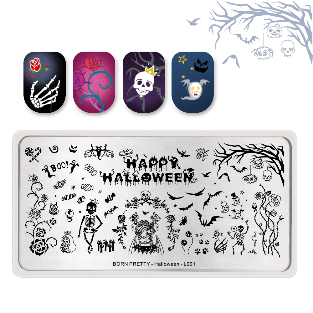 BORN PRETTY Candy Rose Ghost шаблон для штамповки зомби прямоугольная пластина печати ногтей