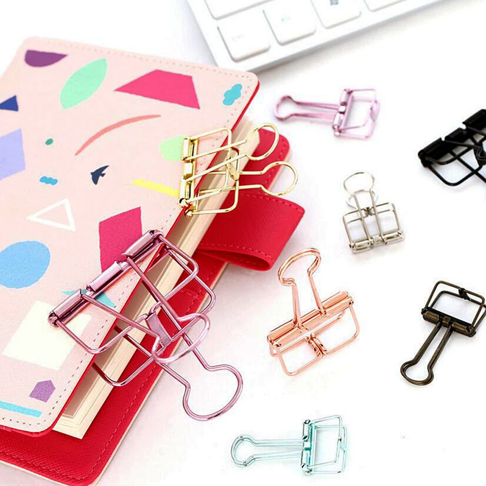 Красочный полый металлический зажим милые офисные аксессуары бумажные