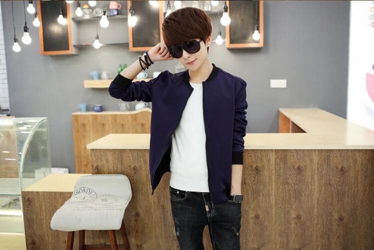 Весна и осень Бейсбольный воротник молодой мягкой оболочки мужские куртки