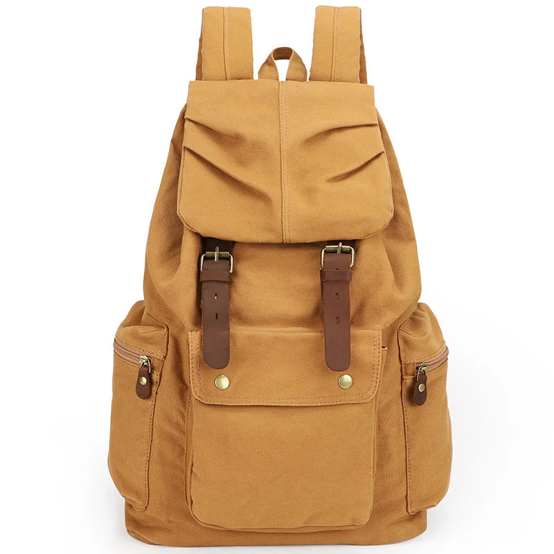 Khaki MINIFOUS модный мужской Большой Вместительный холщовый рюкзак, женские дорожные рюкзаки, многофункциональная повседневная школьная сумка, винтажные дорожные сумки - Цвет: Khaki