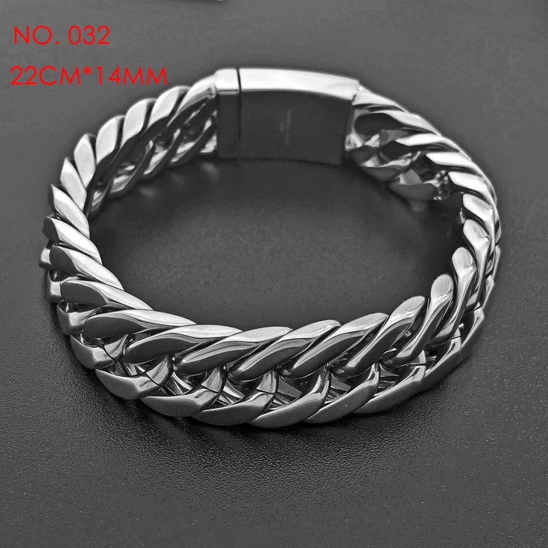 Hiphop Biker Stainless Steel Men Chain Bracelet Hip Hop Women Motorcycle Wristband Hand Charm Link Bangle Bracelets 034 033 032 | Украшения