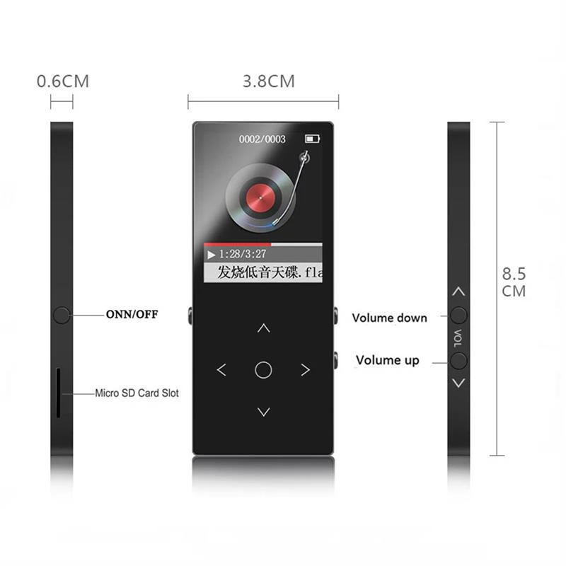 1 8 дюймов Bluetooth Hi Fi MP3 плеер Сенсорный экран ультра тонкий 4/8/16 ГБ Цвет Экран fm радио