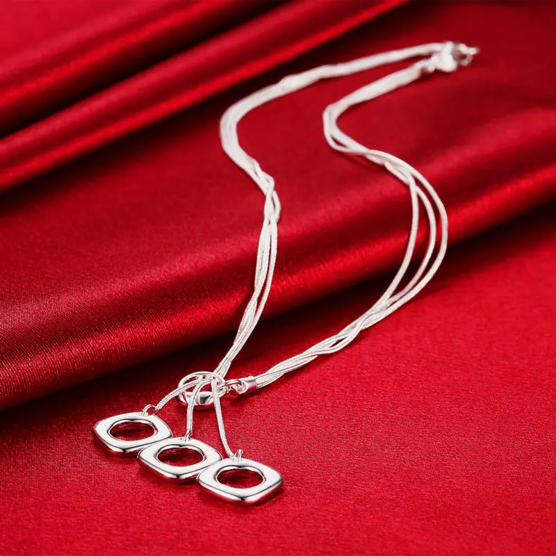 Лидер продаж цепочка с серебряными линиями подвеской в виде трех круглых