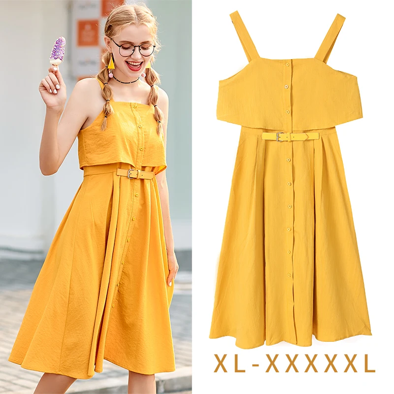 Женское платье миди TAJIYANE Vestidos Verano желтое летнее пляжное большого размера XL 5XL WYQ1663