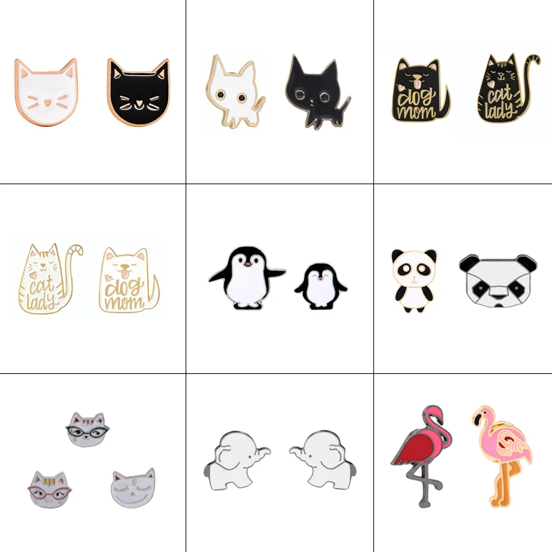 Брошь с эмалью в виде кошки слона фламинго панды пингвина животного 2 4