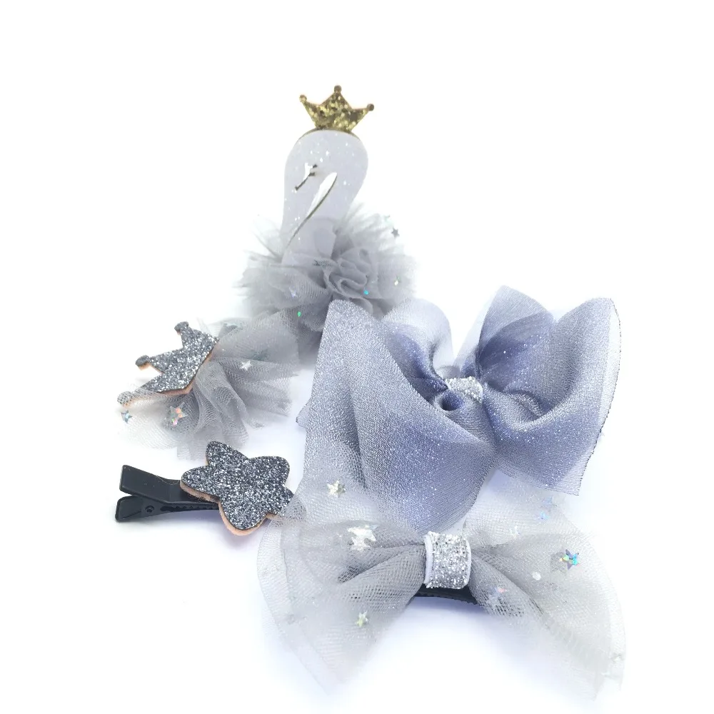 Hair accessories for baby girls Gray swan style hair 5-piece box set pin/flower/ ties. | Дом и сад