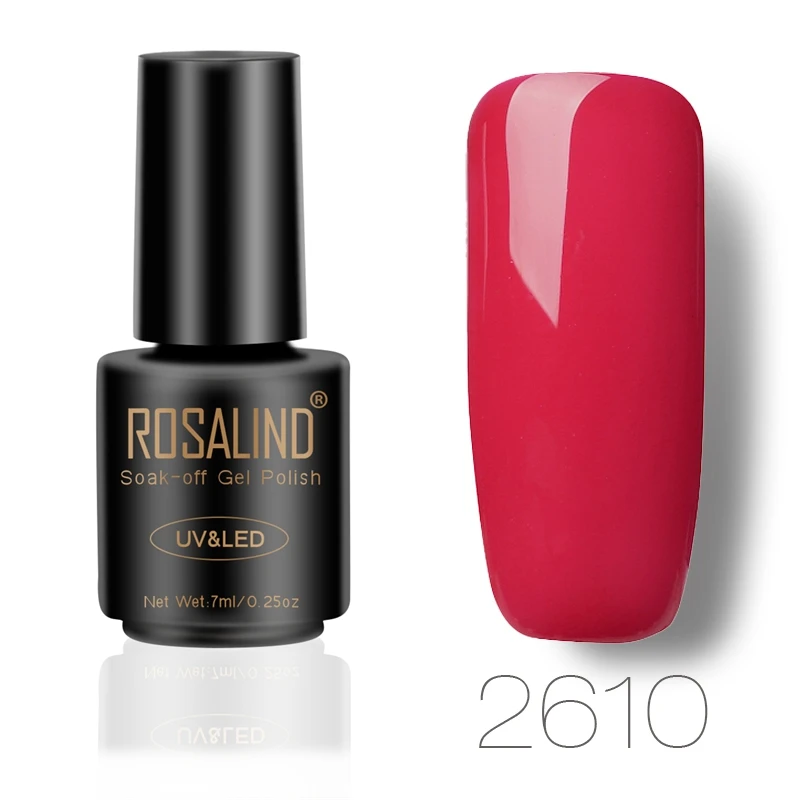RA2610 ROSALIND гель 1S P+ черный флакон 7 мл красный чистый Цвет Гель-лак для ногтей замачиваемый Полупостоянный высушенный УФ светодиодный лак для ногтей - Цвет: RA2610