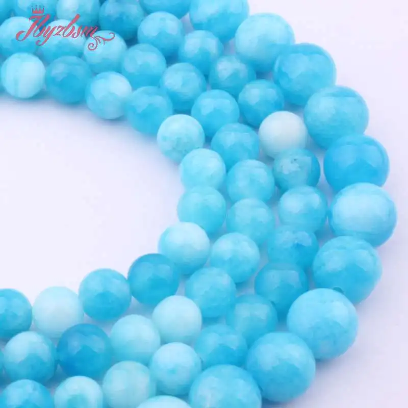 6 8 10 12mm Smooth Round Beads Ball Candy Skyblue Jades Stone For Necklace Bracelets Jewelry Making 15&quot Free Shipping | Украшения и