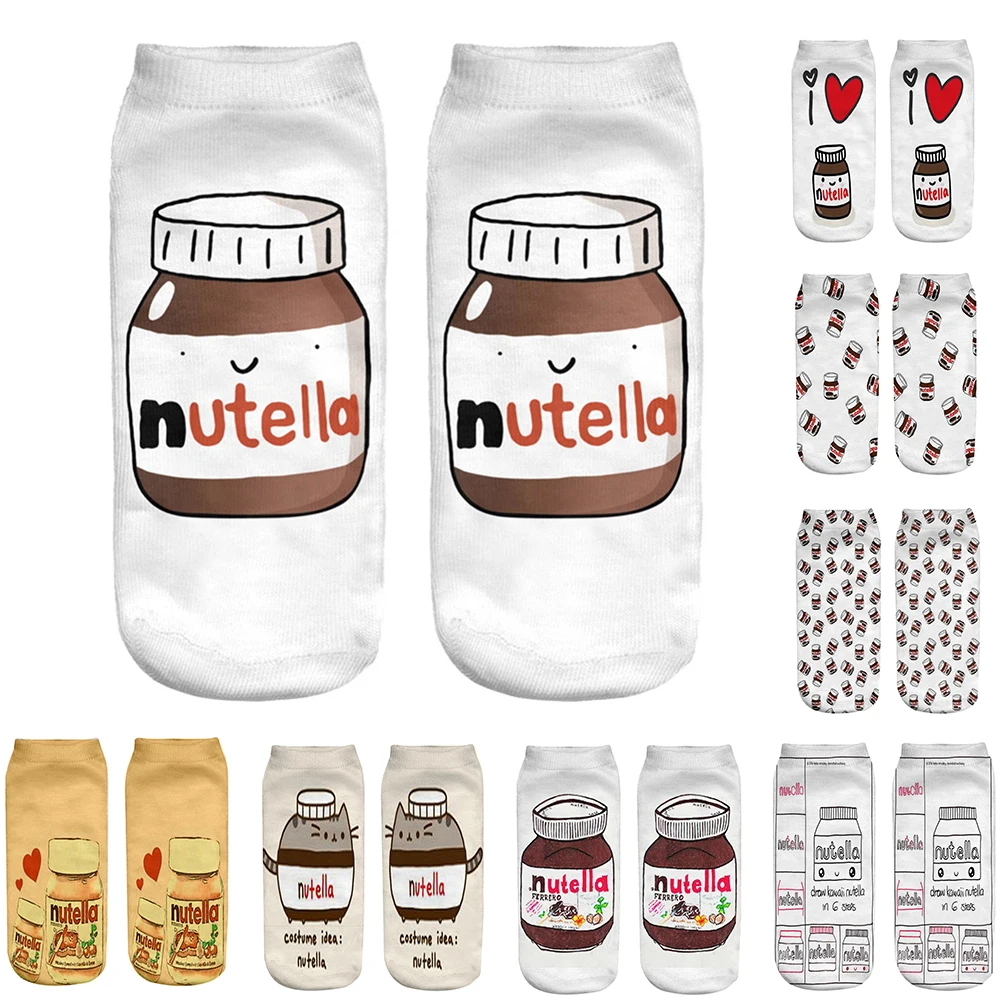 Nutella/хит продаж носки унисекс с 3D милым принтом бутылки милые короткие для мужчин