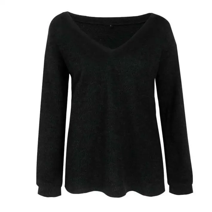 Зимний сексуальный вязаный свитер женский теплый пуловер с v-образным вырезом