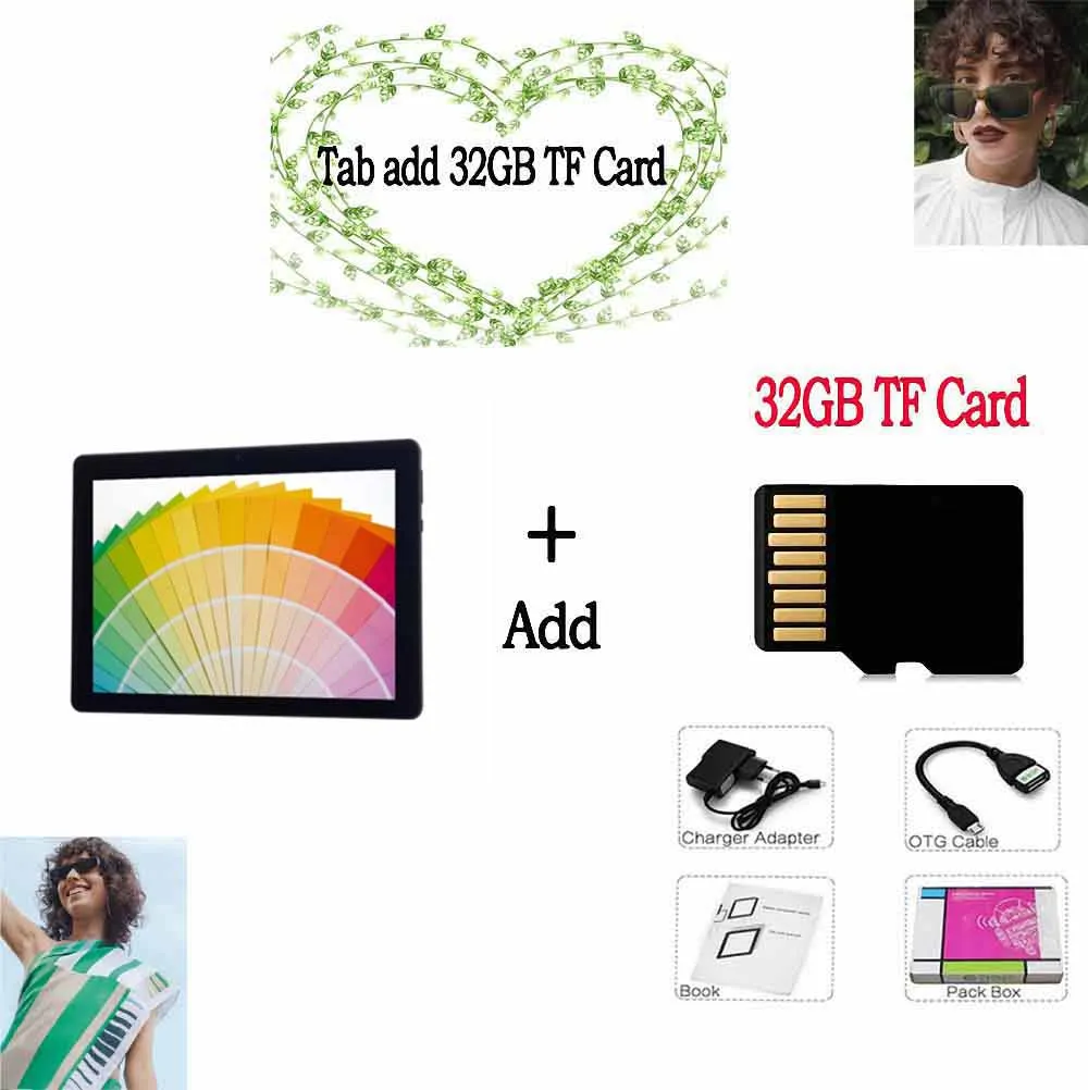 Add 32 GB card Россия, Испания, США, корабль) BDF 10 дюймов Dual SIM 3g телефон настольный ПК 4 Гб+ 64 ГБ Android 7,0 Tab Восьмиядерный Bluetooth WiFi ips планшет 10,1 - Комплект: Add 32 GB card
