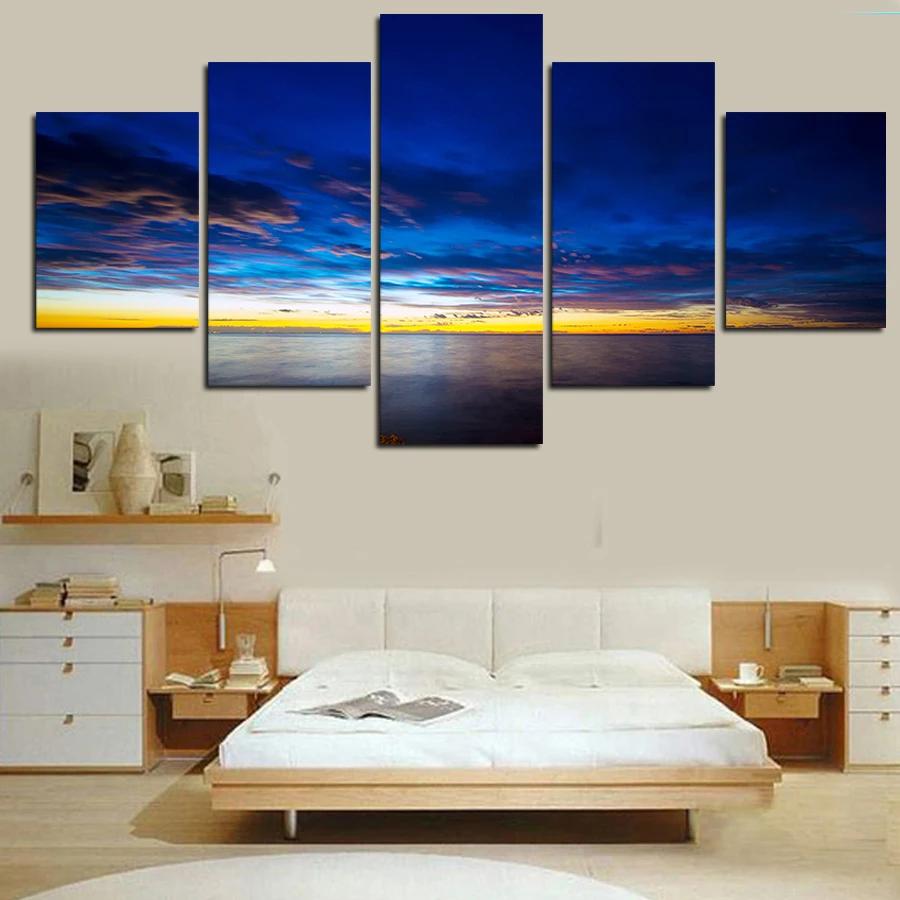 Real Cuadros Paintings 5 Pcs Wall Art Landscape Hd Picture Home Decoration Living Room Canvas Printing On Print Painting | Дом и сад