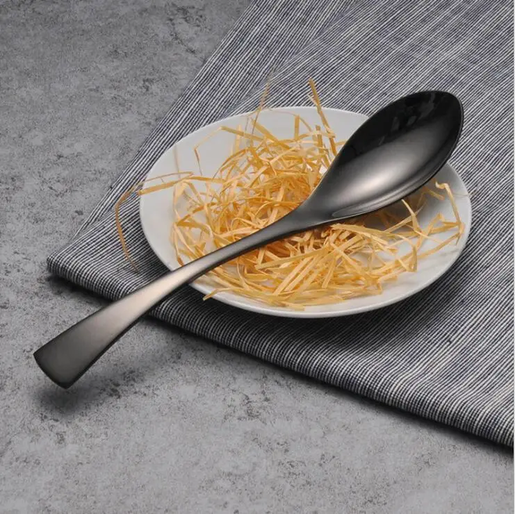 01 Dinner spoon Черный набор столовых приборов высшего качества из нержавеющей стали западные кухонные приборы вилка стейк кухонный нож - Цвет: 01 Dinner spoon