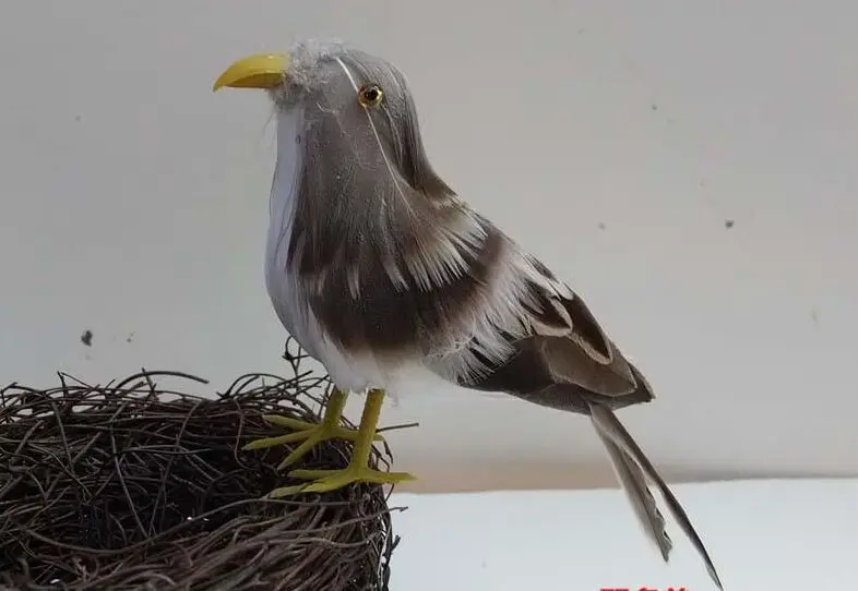 

cute simulation sparrow toy foam&feather bird&nest doll gift about 13cm 1377