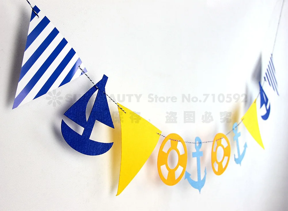 Морской баннер якоря рулевые колеса парусная лодка для маленьких мальчиков